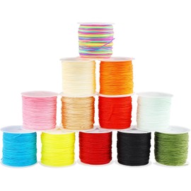 12 Rollos De Cuerda De Nailon Para Pulseras, 0.8mm*45M Cuerda De Nudo Chino, Hilo Chino Hilo Para Pulsera Cuerda Para Hacer Pulseras,Cuerda Trenzada De Nylon Para Abalorio,Collares,Manualidades