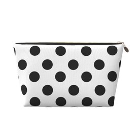 DITXIT Polka Dot Black White Cosmetic Bag Travel Makeup Bag Organizer Toiletry Bag with Zipper Storage Pouch Coin Purse Brushes for Women Girls Gifts