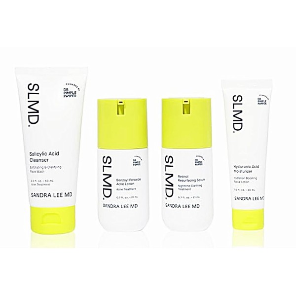 SLMD Skincare Acne System Kit! Salicylic Acid Clear Skin And Unclog Pores ! BP Lotion Kills Acne Causing Bacteria! Retinol Serum Perfect Skin Tone & Texture! Facial Moisturizer Hydrates And Brighten!
