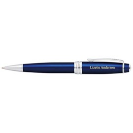 THINGS REMEMBERED Engraved Cross Bailey Blue Lacquer & Chrome Ballpoint Pen (FREE CUSTOMIZATION)