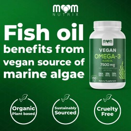 MOM NUTRIX Fish Oil Alternative - Vegan Omega 3 Supplement Algae Oil DHA EPA DPA - Plant...