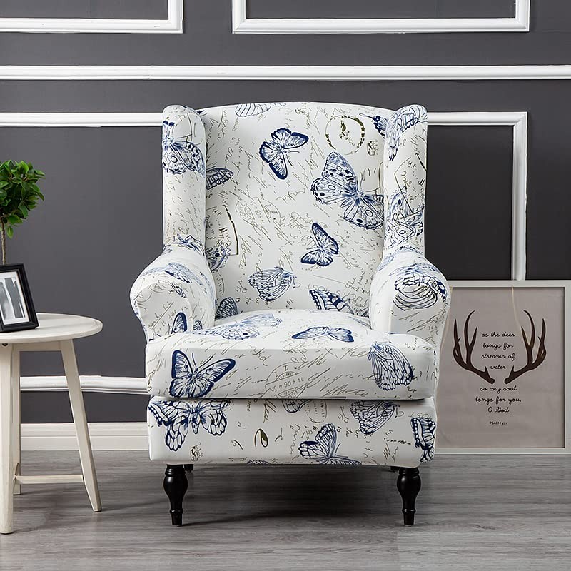 NILUOH Wing Chair Slipcovers 2 Pieces Stretch Spandex Wingback Chair