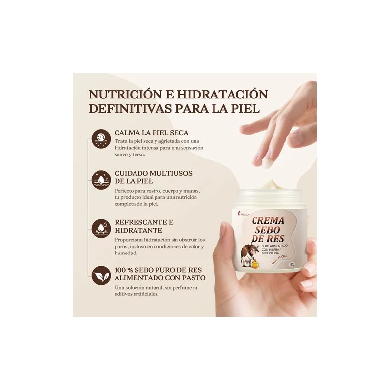 Kaisasa Crema De Sebo De Res Miel Cuidado Corporal 120g