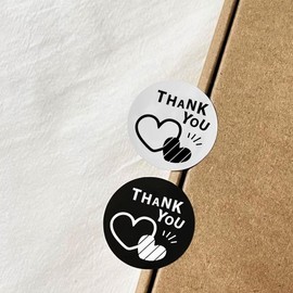 1.5inch Thank You Stickers 120PCS Small Business Labels Envelopes,Baking Sticker,Thank Your Order Sealing Stickers Decoration for Business (B&W)