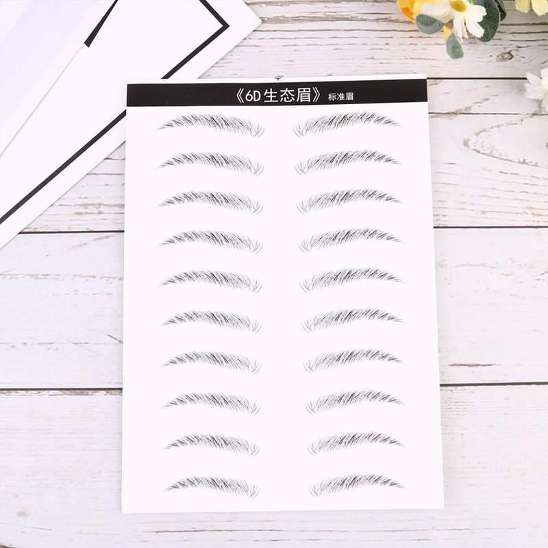 Operitacx 2 Hojas Pegatina para Cejas 6d Negra, Fibra Artificial,