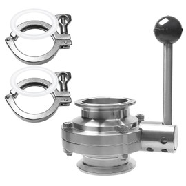 RIXIGOOD 2 Inch Tri-Clamp Butterfly Valve with Pull Handle 2" Tri Clamp and Silicone Gasket 304 Stainless Steel Sanitary TC Fittings for Boiler Still Tank Fermenter Industrial & Home Use 1PC
