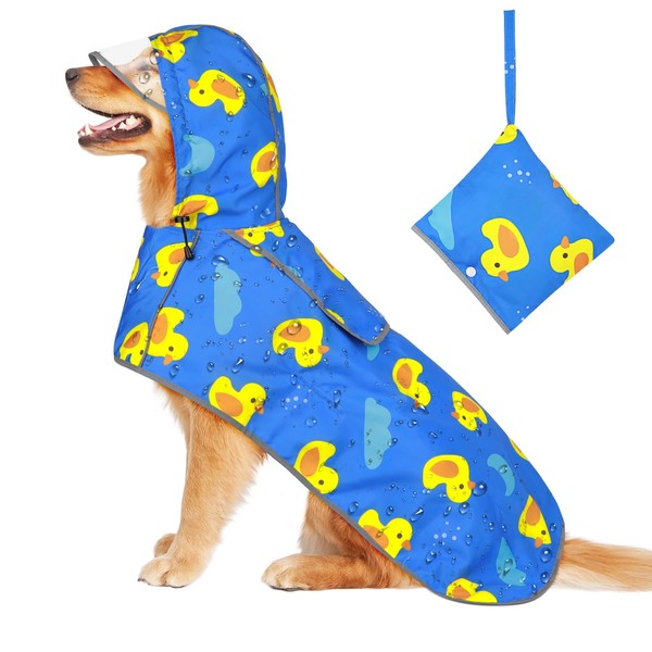 DOMIGLOW Dog Raincoat, Adjustable Dog Rain Jacket with Clear Hooded,