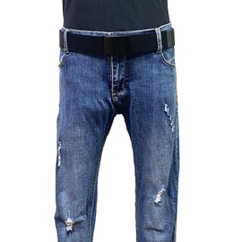 WAUNEE Canvas Belt Web Belt Military Belt Golf Belt Uniform Belt with Black Flip-Top Buckle and Tip Waist Size Up to 45" Long Black Buckle (BLACK)