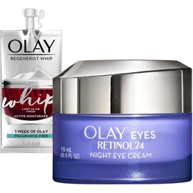 Retinol Eye Cream By Olay, Retinol 24 Night Eye Cream, 1.7oz + 1 Week Of Whip Face Moisturizer Travel/Trial Size