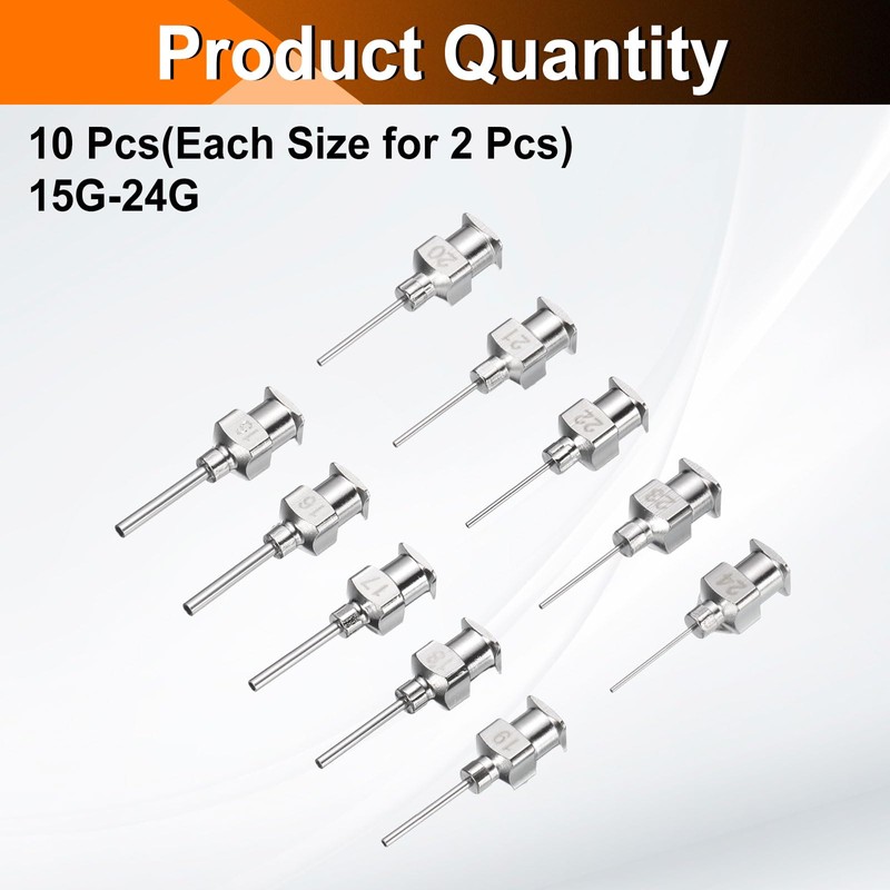 HARFINGTON 1set Dispensing Needle 15-24 Gauge 0.5 Inch Stainless Steel