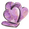 4 x Heart Coasters - Purple Lilac Ink Art Marble
