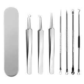 Ezweiji Mitesserentferner Komedonenquetscher Set,Blackhead Remover mit Akne Pickel Pinzette Mitesser Entferner,Pickel Ausdrücken Werkzeug für Nasen/Gesichtspflege,Blackhead Remover (Edelstahl)