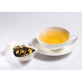 Teeparadies Löw Ginger Lemon GT 100 g - with Natural Aroma - Loose Green Tea with Ginger Pieces - Approx. for 50 Cups
