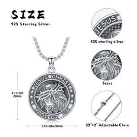 Taioiat Crown of Thorns Jesus Necklace for Men 925 Sterling Silver Pendant Jewelry Gift for Women
