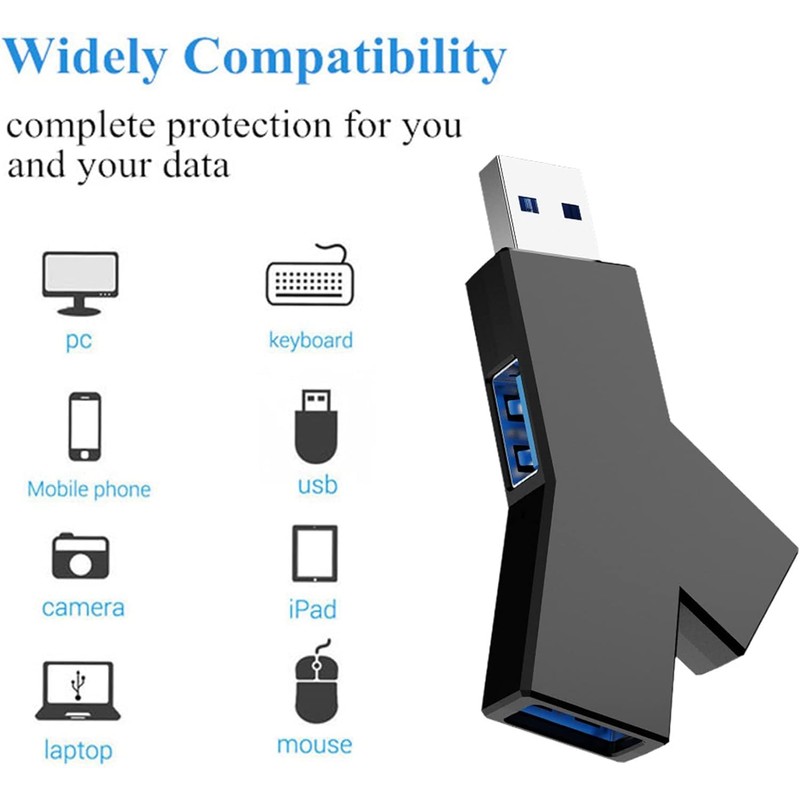 Black 3-Port Splitter Hub (2 USB 2.0 + 1 USB