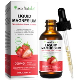 Magnesium Glycinate Drops 60ml, Magnesium Glycinate Complex with Cellulose Fiber, Vitamins, Magnesium Glycinate Supplement for Cortisol, Sleep, Stress | Fast Absorption
