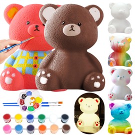 ONLYFUN DIY Bear Painting Set Craft Set - Birthday Gift for Girls, 3D Bear Lamp for Painting and as Night Light, Crafts for Girls 6 7 8 9 10 11 12 Years (2 Pack)
