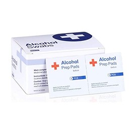 Almohadillas de preparación de alcohol, rodajas de algodón con 75% de alcohol, 100 almohadillas de gasa envueltas individualmente, toallitas húmedas, 