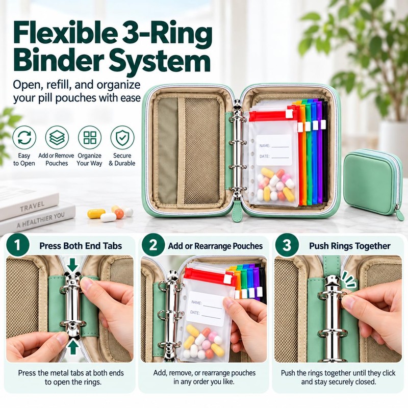 Pill Pouches for Travel, 14 Reusable Pill Pouches with Zipper