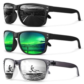 ANYLUV Mens Sunglasses Polarized, Retro Square Sun Glasses for Men Women with UV400 Protection for Driving (Grey/Green/Silver)