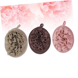 FRCOLOR 3pcs Bath Flower Bath Soft Comfortable Exfoliating Sponge for Relaxing Shower Portable Bathing Accessory Khaki Dark Coffee Dark