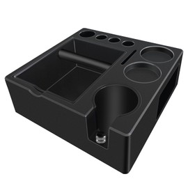 Espresso tamping station knock box,tamper station,Espresso station fit for storage 51-58mm tamper,distributor,portafilter,puck screen accessories,9 in 1 espresso knock box and tamper station