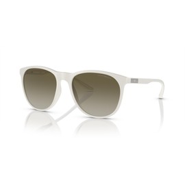 Emporio Armani Men's EA4210 Round Sunglasses, Matte White/Gradient Green, 56 mm