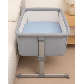 Callowesse Organic Cotton Fitted Side Sleeper Crib Sheets, Pack of 2, Universal Fit: 86cm x 56cm, Machine Washable, Soft Blue