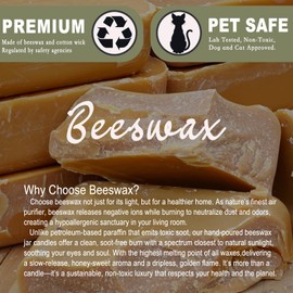 Organic Beeswax Candles in Glass Jar, 100% Pure Beeswax Jar Candles, 2-Wick Unscented Bees Wax Candle for Home, Gifts for Women & Men, Non Toxic, Natural, 40 Hour