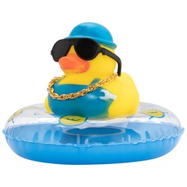 wonuu Car Rubber Duck Car Duck Decoration Dashboard Car Ornament for Car Dashboard Decoration Accessories with Mini Swim Ring Necklace and Sunglasses (A_Worker Duck)
