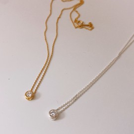 14k Necklace Cubic Chain Women’s Silver Necklace 41cm Gold (Yellow Gold) / 14k목걸이 큐빅 체인 여자 은 목걸이 41cm  골드(Yellow Gold)