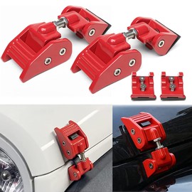 STANVEE Hood Latch Aluminum Hood Latch Compatible with Jeep Wrangler JK/JKU 2007-2017, JL/JLU 2018-2022 and Jeep Gladiator 2020-2022 (red)