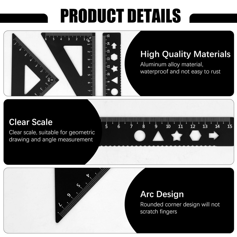 4 Pieces Aluminium Alloy Ruler Set, Metal Architect Scale Ruler