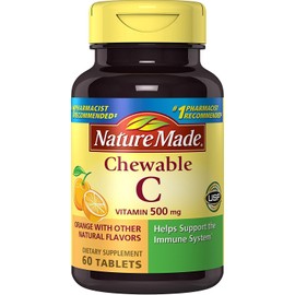 Nature Made Chewable Vitamin C 500 mg Tablets, 60 Count to Help Support the Immune System (Pack of 3)