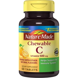 Nature Made Chewable Vitamin C 500 mg Tablets, 60 Count to Help Support the Immune System (Pack of 3)