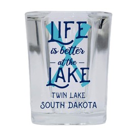 Twin Lakes Wisconsin Souvenir 2 Ounce Square Base Liquor Shot Glass