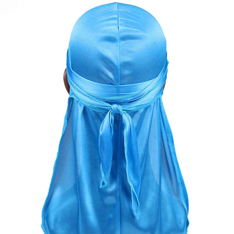 Men Silk Durag Long Straps Bandanas for Men Headwear Waves