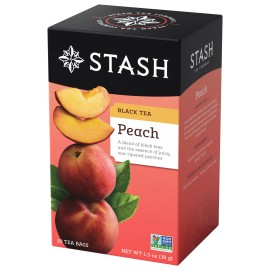 Stash Tea Peach Black Tea, 6 Boxes With 20 Tea Bags Each (120 Tea Bags