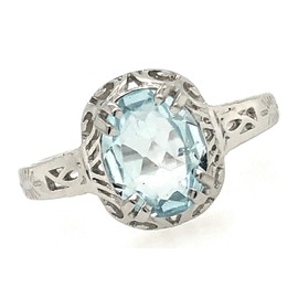 Natural 2ct Aquamarine 925 Solid Sterling Silver Engagement Ring Size 5, 6, 7, 9