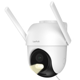 LAXIHUB 2.5K/4MP Outdoor Surveillance, 2.4/5GHz WiFi Outdoor Surveillance Camera, 355°PTZ IP Camera Outdoor with App, Colour Night Vision, Sound/Light Alarm, Automatic Tracking, 2-Way Audio with Alexa