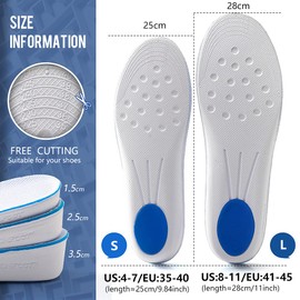 Height Increase Insole Arch Support Breathable Shoe Insoles Heel Lift Inserts Elevator Insoles for Men (1.5cm Height)