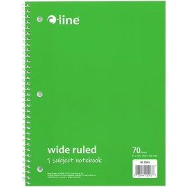 C-Line 1-Subject Notebook, Wide Ruled, Green, Case of 24 (22043-CT)