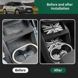 KUNGKIC 2024 2023 2025 Mini Cooper U25 Countryman Exclusive Non Slip Interior Protective Mat Interior Parts Non-slip Door Pocket Console Cup Holder Glove Box Mat PU System (Gray Flag)