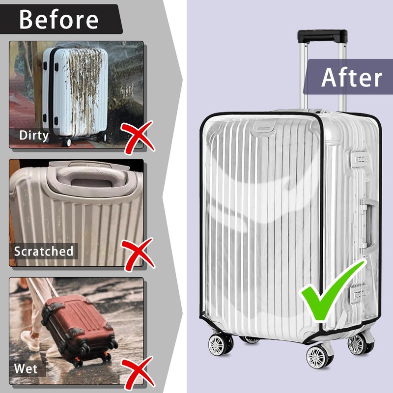 Yotako 26 Inch Suitcase Cover Protectors Clear PVC Luggage Cover