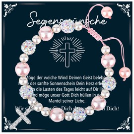 Shoppawhile Kommunion Geschenke für Mädchen Armband Erstkommunion Geschenke Mädchen Armband mit Kreuz