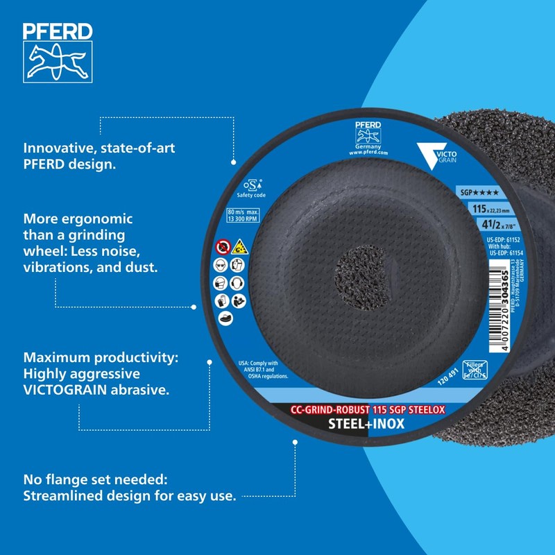PFERD Grinding Disc - Pack of 10 - CC-Grind®-Robust, 4-1/2"