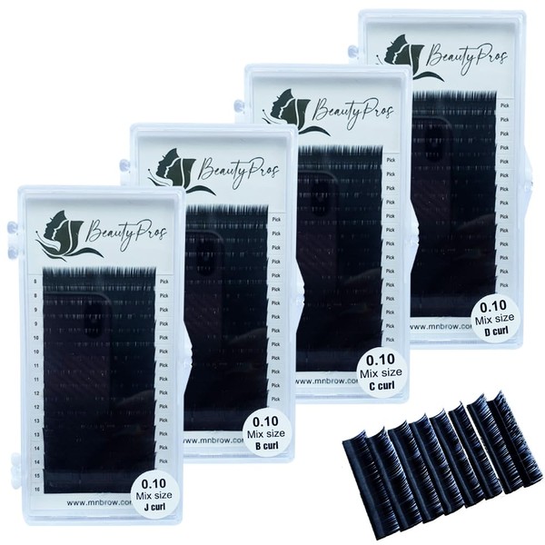 BeautyPros Professional Eyelash Extension Kit – Curl B,C,D,J & M