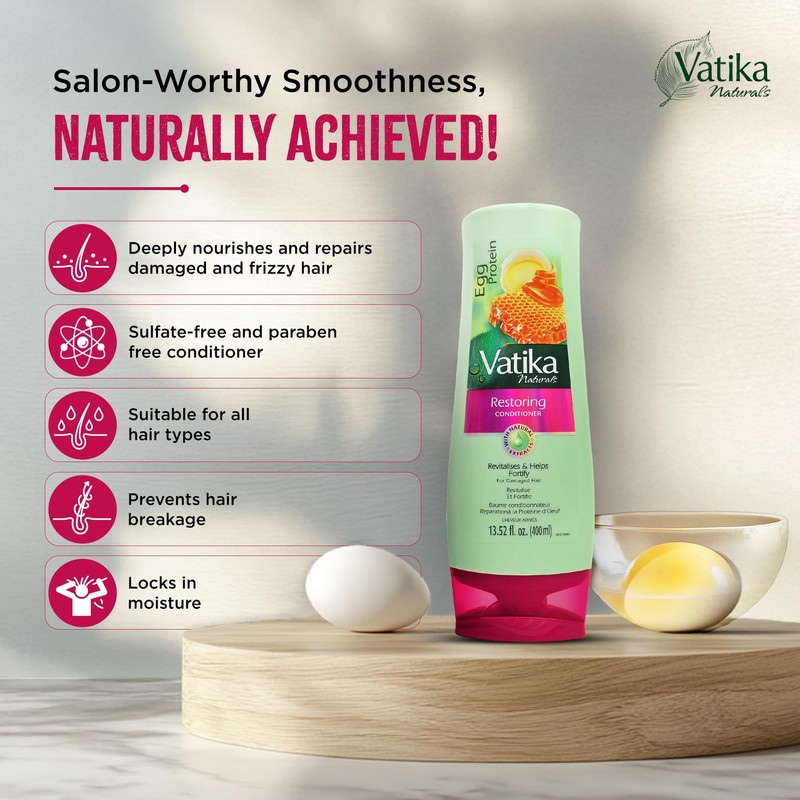Vatika Naturals Egg Protein Shampoo & Conditioner Combo, 400 ml,