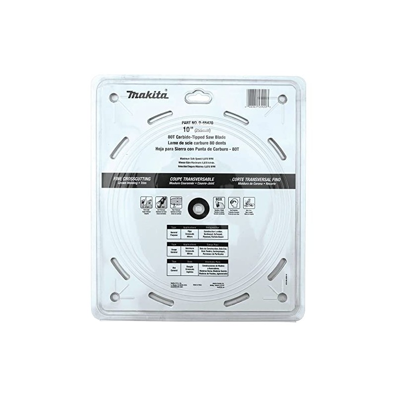 Makita D-65470 10" C.T. Circular Saw Blade 80T 5/8" for