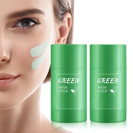 2 Stück Green Tea Mask Stick, Grüner Tee Cleansing Maske Stick, Green Mask Clay Stick, Befeuchtet und Kontrolliert Öl, Regulieren Sie den Wasser-Gesichtsmaske für Die Hautpflege Purifying
